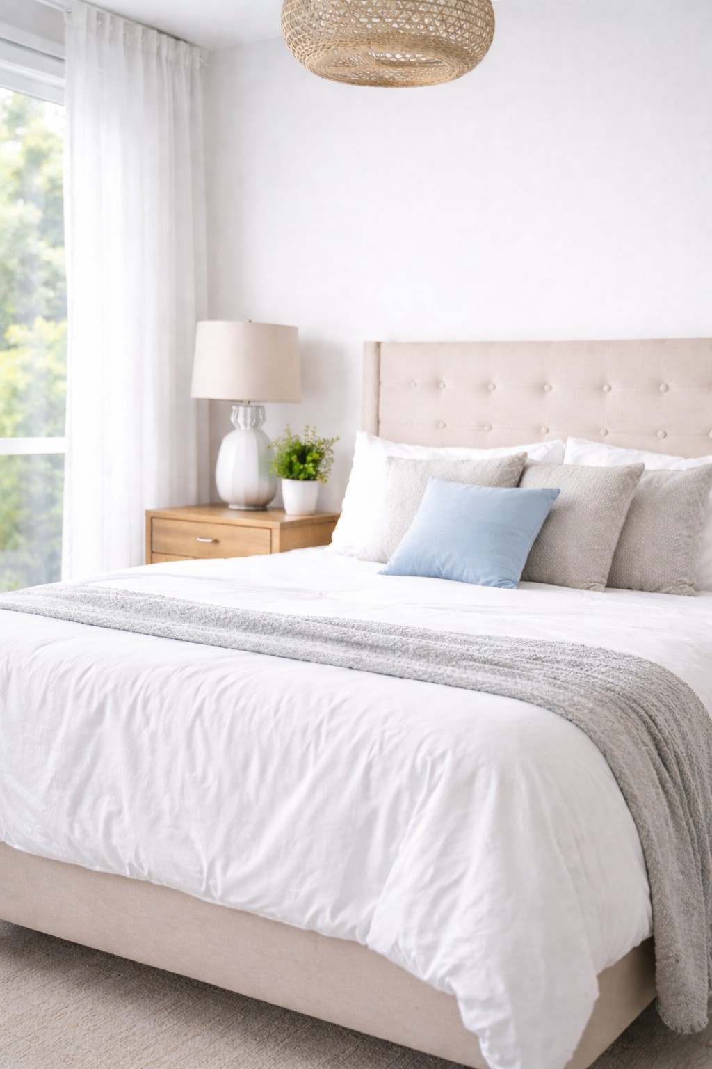 Clean bedroom after professional house cleaning